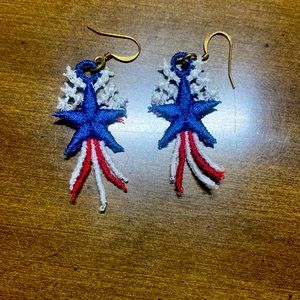 Hand made red, white and blue earrings